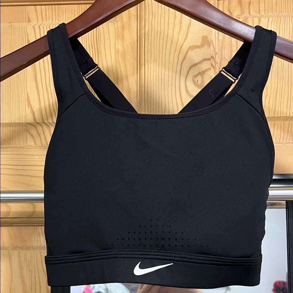 Nike Women's Black Sports Bra with White Logo